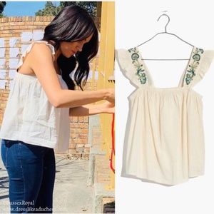 NWT Madewell Embroidered-Strap Swing Top